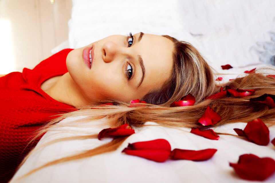 Woman girl rose petal