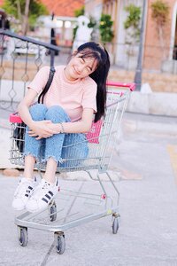 Woman girl shopping cart