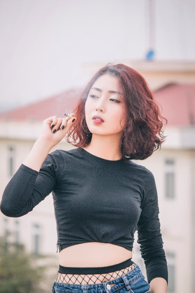 Woman girl smoking cigarette