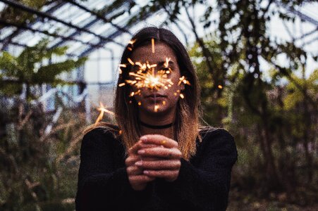 Woman girl sparkler
