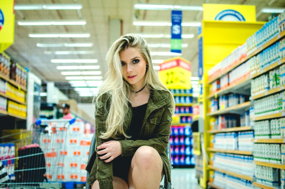 Woman girl supermarket