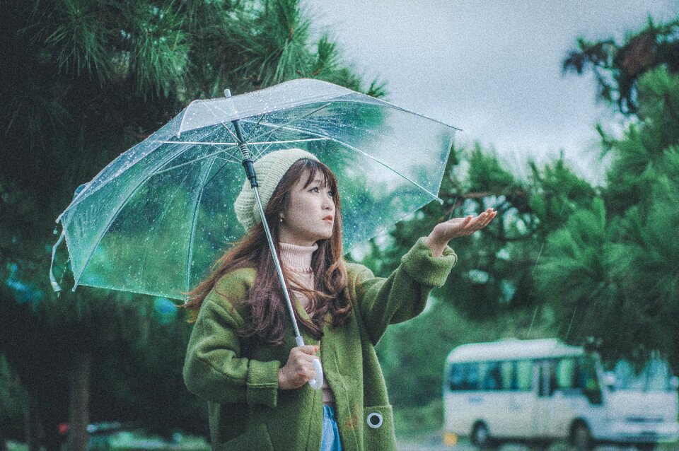 Woman girl umbrella rain