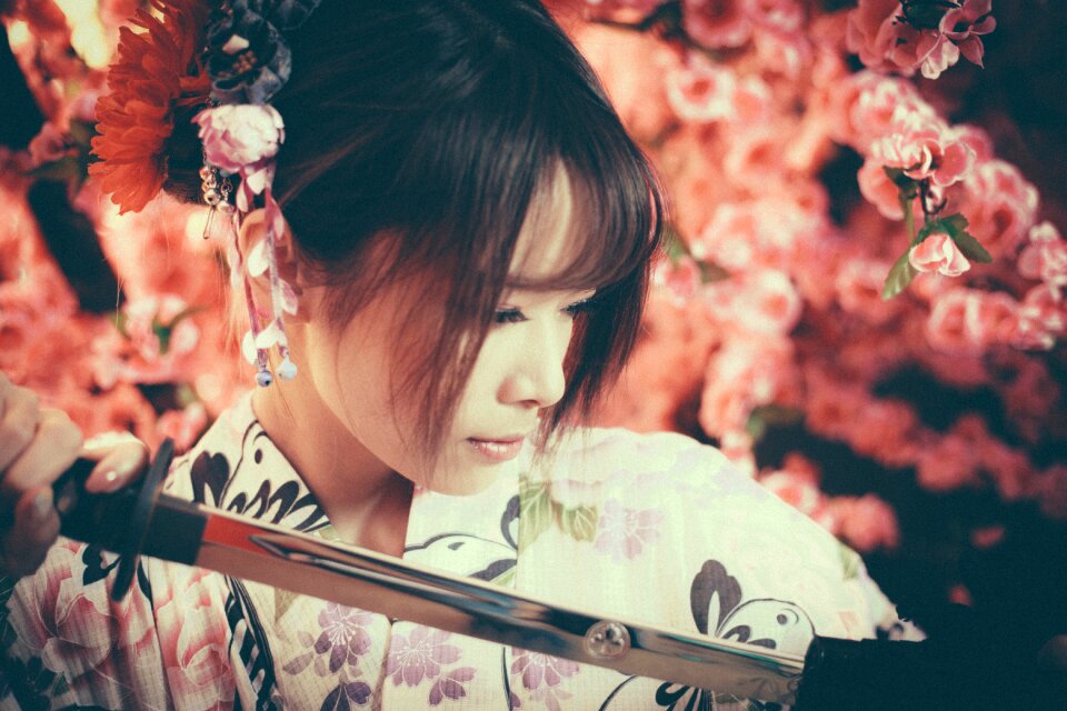 Woman japanese sword