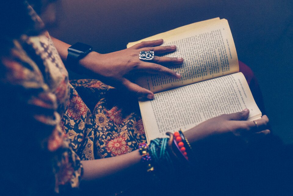Woman reading book