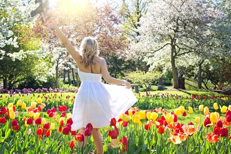 Woman tulips flower