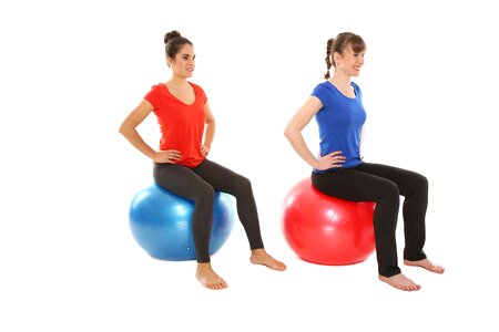 Women exercise ball