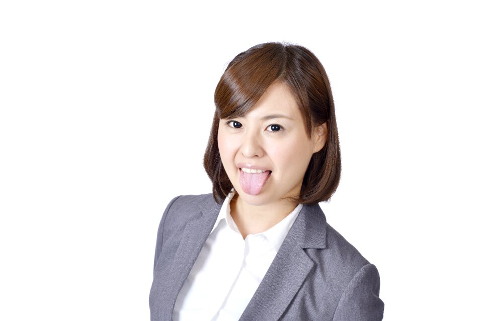 Business woman tongue