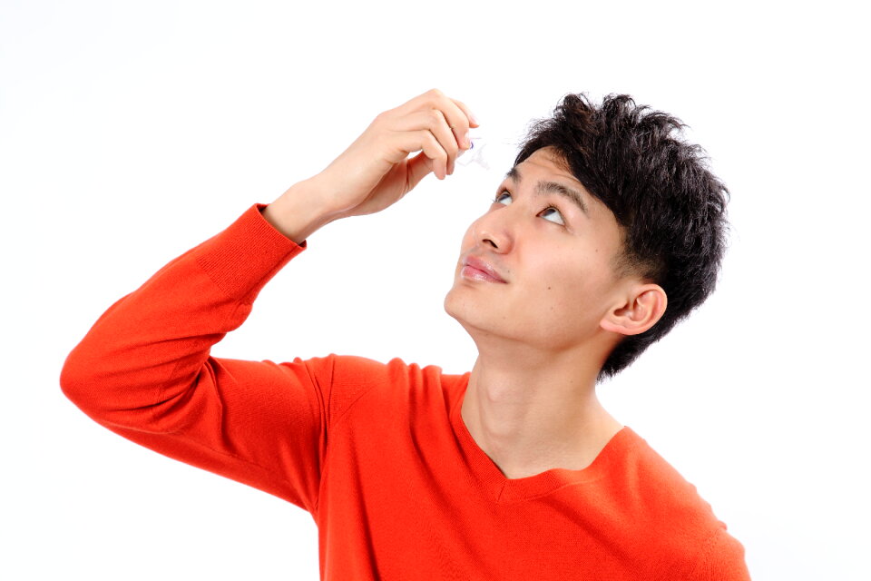 Man portrait eye drop