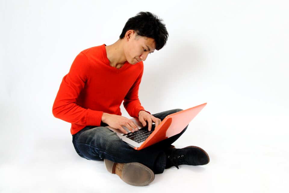 Man portrait laptop computer