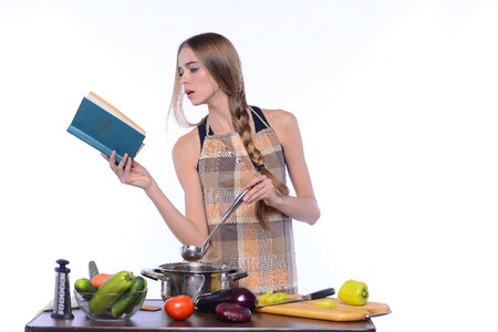Woman cooking book