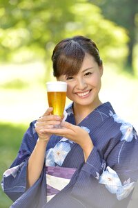 Woman girl beer yukata