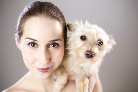 Woman girl dog