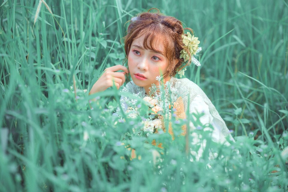 Woman girl grass