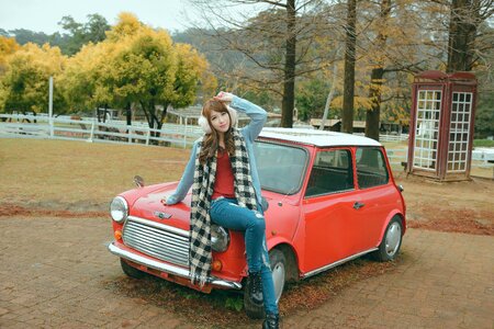 Woman girl portrait car