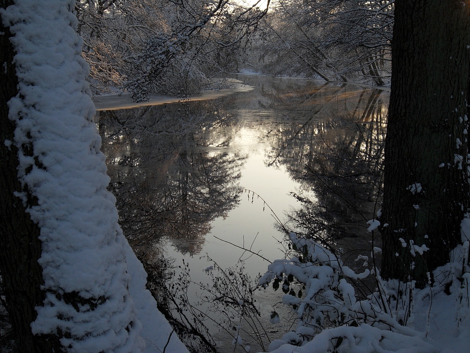 Winter magic mirroring water