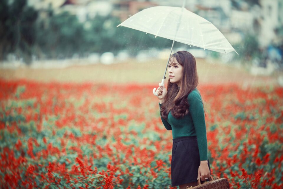Woman girl umbrella
