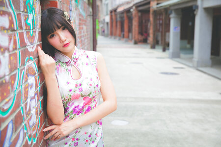 Woman girl cheongsam photo