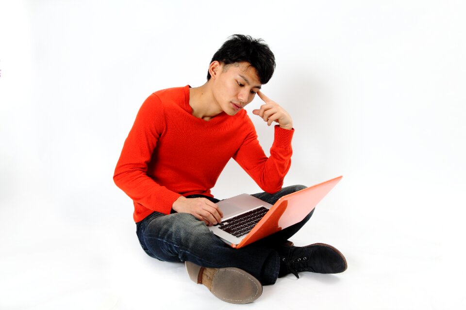 Man portrait laptop computer