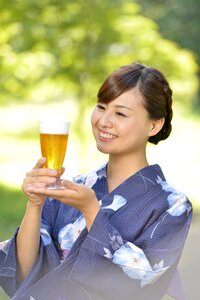 Woman girl beer yukata