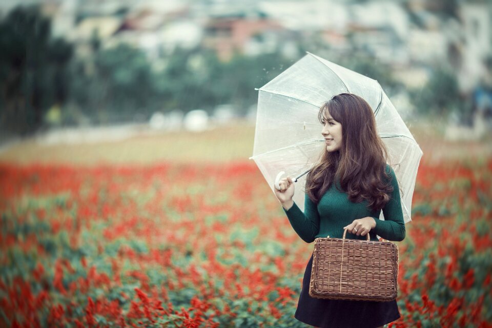 Woman girl umbrella