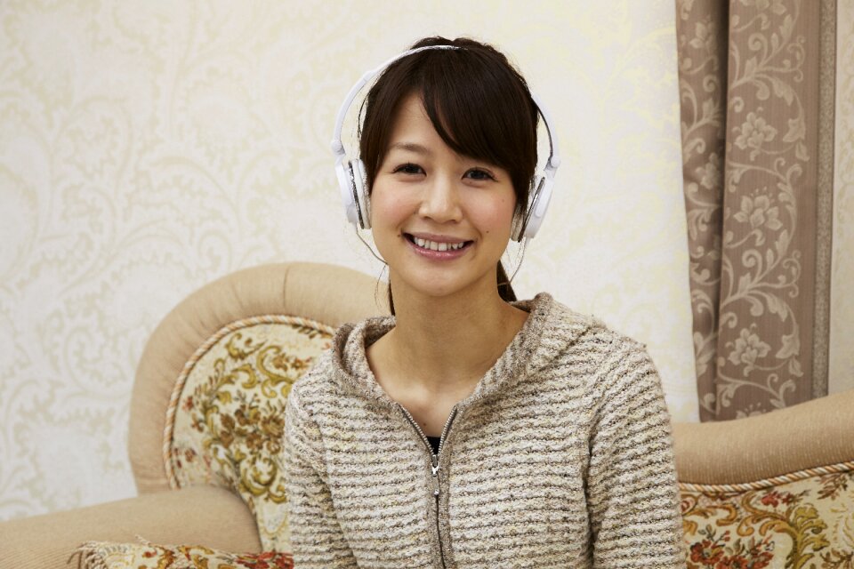 Woman headphones music