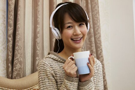 Woman headphones music