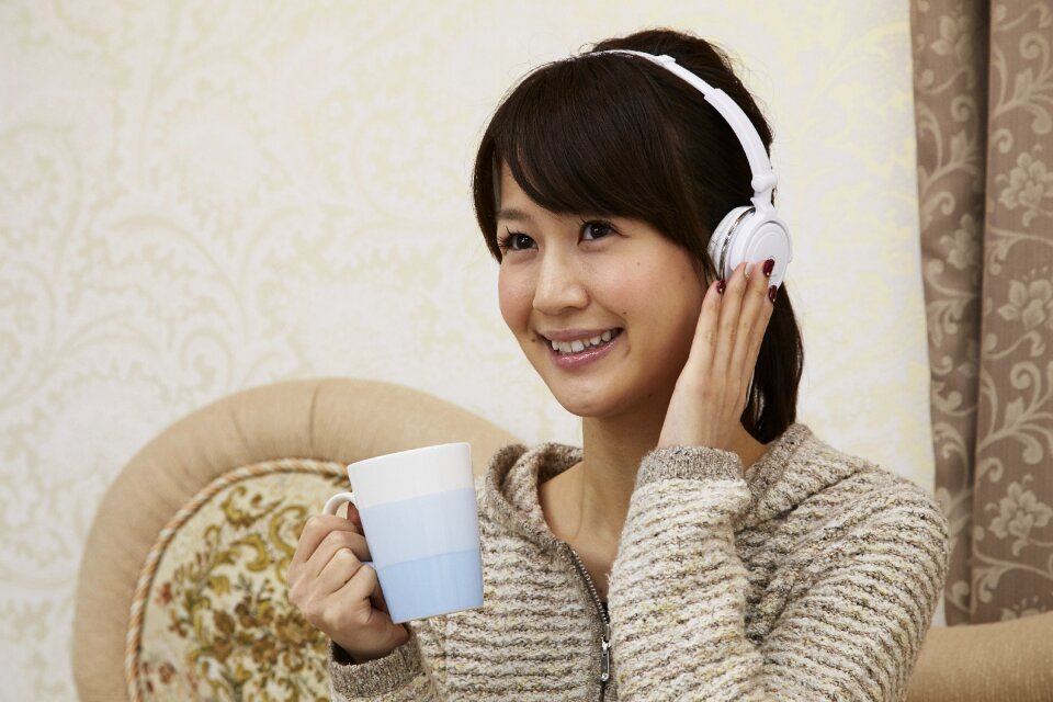 Woman headphones music