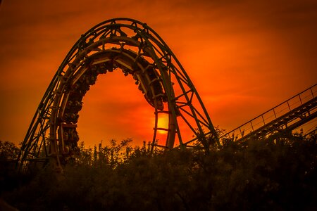 Amusement park roller coaster