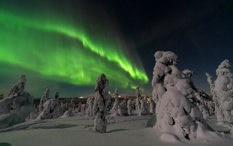 Aurora borealis snow winter