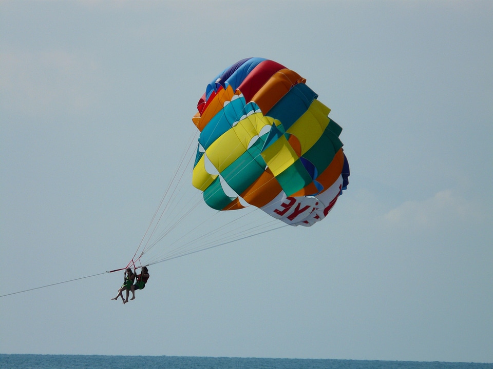 Flying bird's eye view paragliding