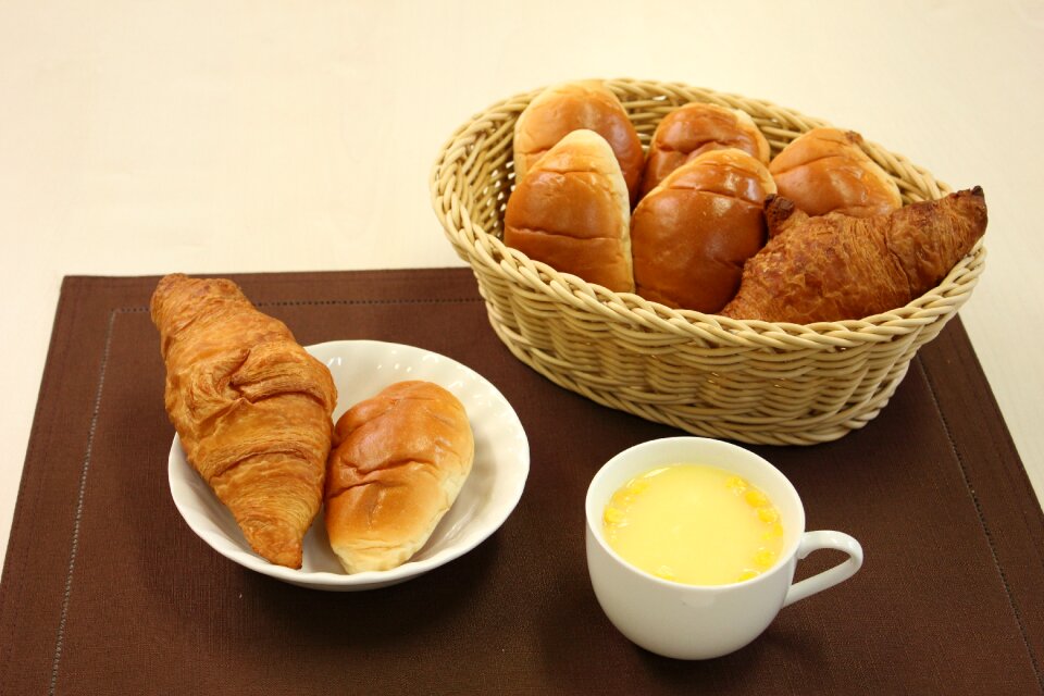 Bread corn soup breakfast
