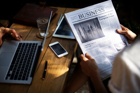 Business newspaper reading photo