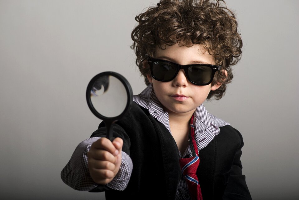 Child little boy loupe