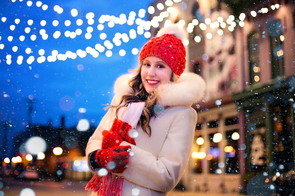 Christmas woman snow