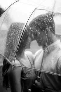 Couple umbrella love rain