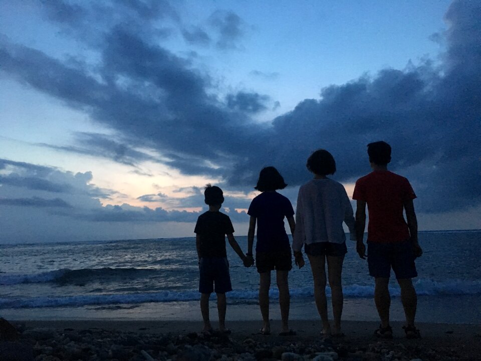 Family beach sunset