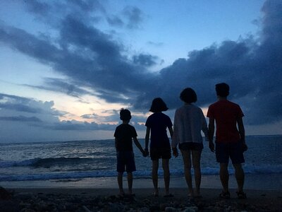 Family beach sunset