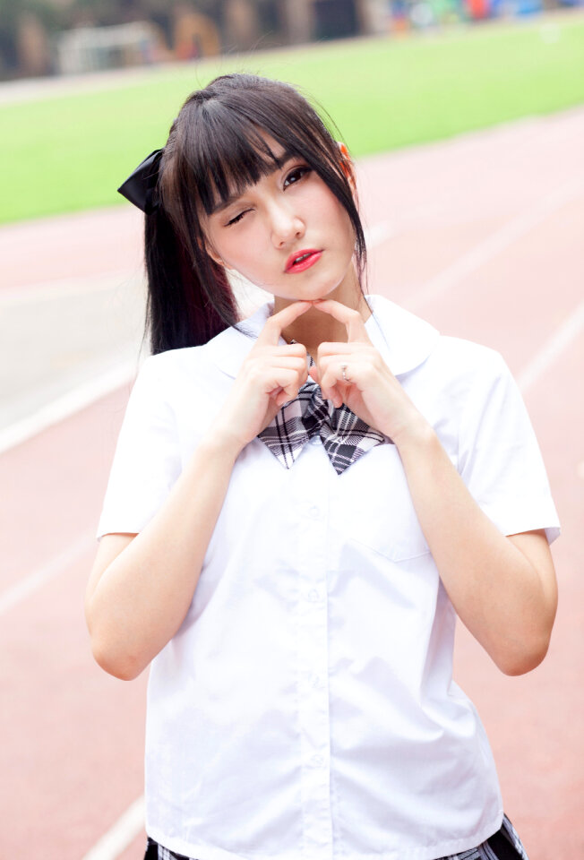 Female student wink
