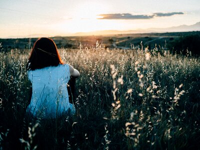 Grass sunset people