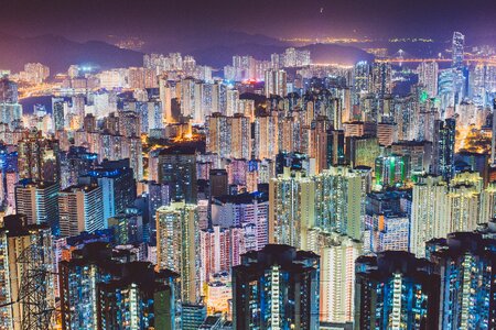 Hong kong cityscape night photo