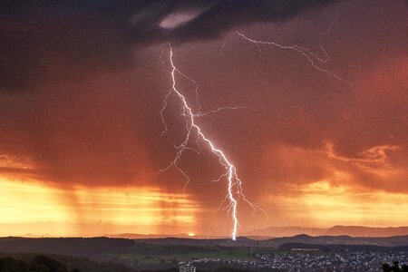 Lightning sunset storm photo