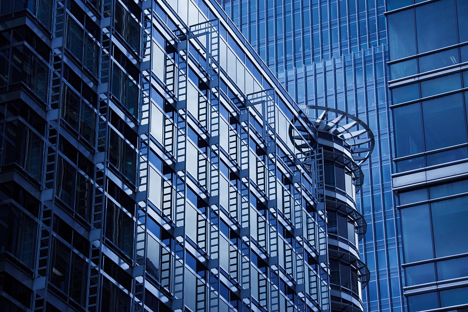 Background blue building