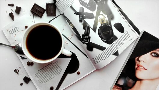 Magazine coffee chocolate photo