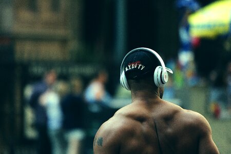 Man headphones music photo