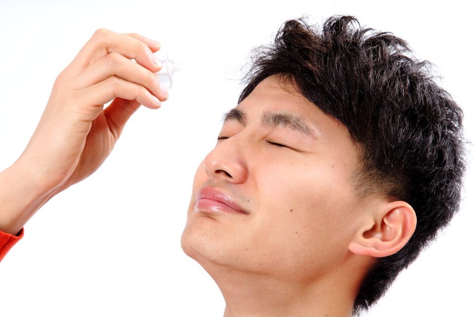 Man portrait eye drop