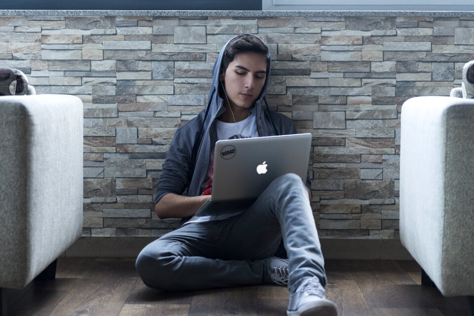 Man portrait laptop computer