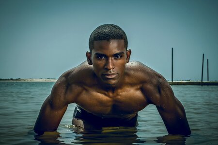 Man portrait sea bathing