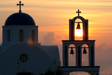 Santorini church sunrise