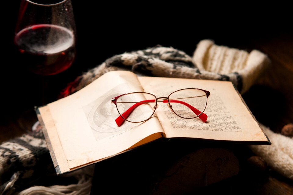 Scarf book glasses