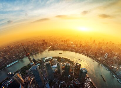 Shanghai sunset cityscape